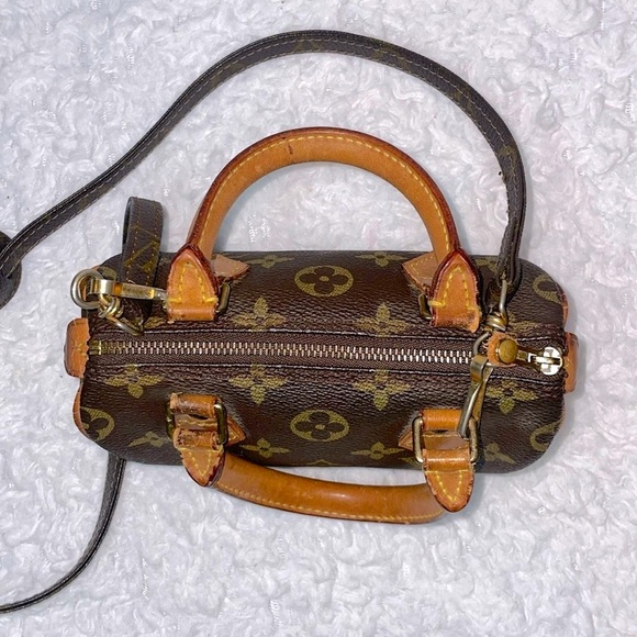 Louis Vuitton Nano Speedy Crossbody Bag Monogram Canvas Leather LV Mini Purse - Picture 7 of 17